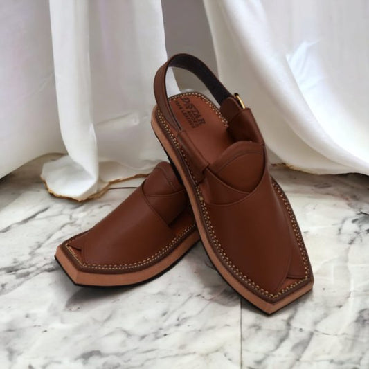 Kaptan Brown Leather Shoes Kheri Sandal